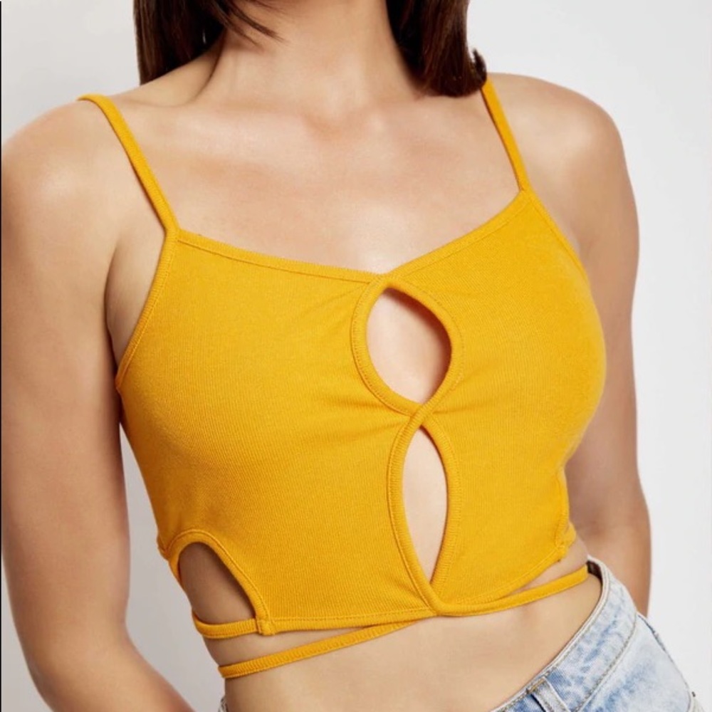 Meshki Ayesha Cut our Crop Top //Orange S